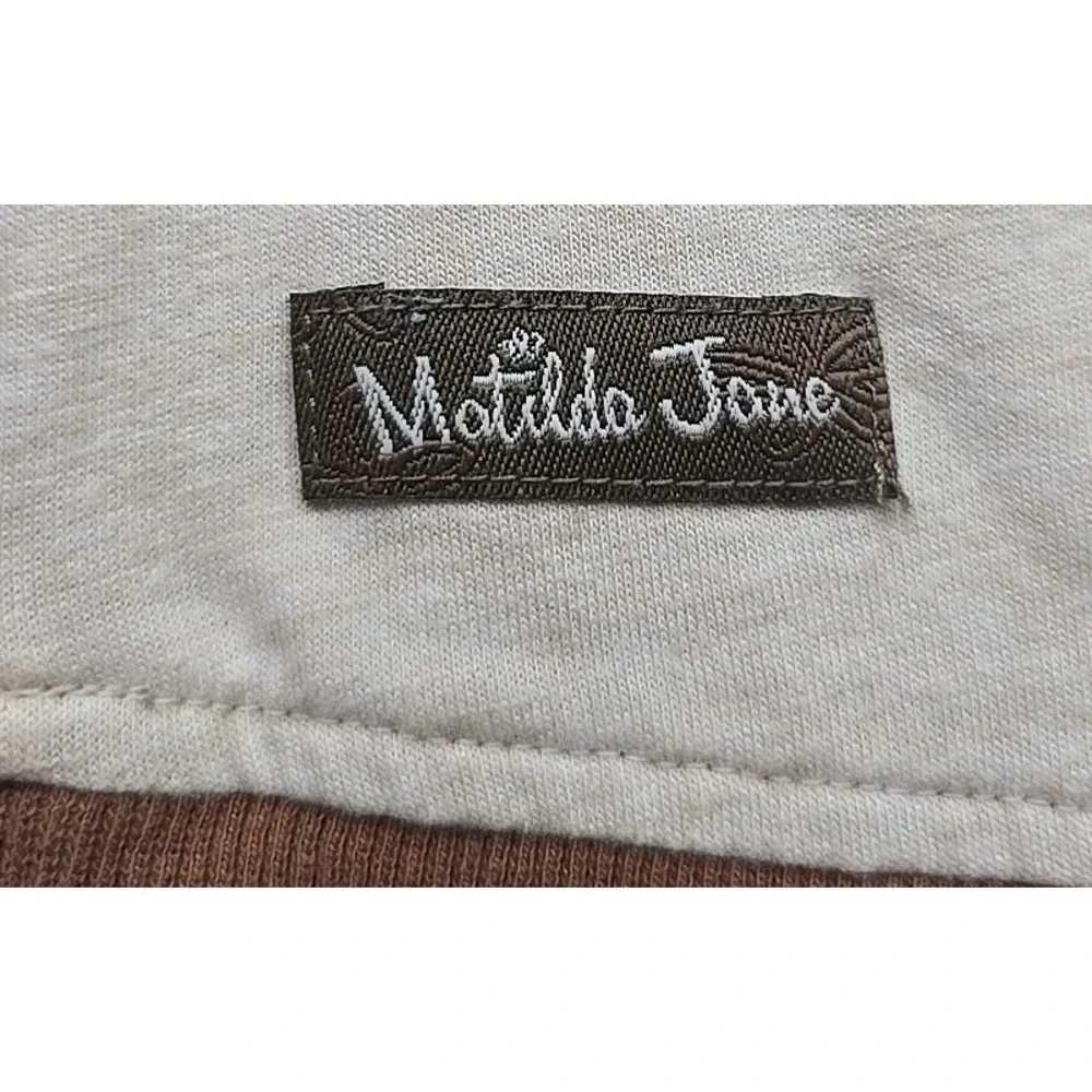 Matilda Jane Enchanted Garden‎ Walk The Talk White Brown Knit Tee Shirt 10
